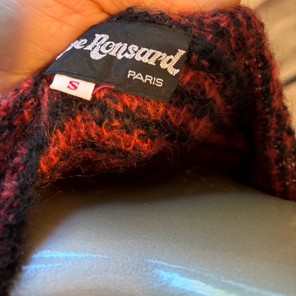 VTG PHILLIPE RONSARD.PARIS DESIGNER KNIT SWEATER JACKET TOP SZ S BLACK ORANGE - Picture 7 of 8